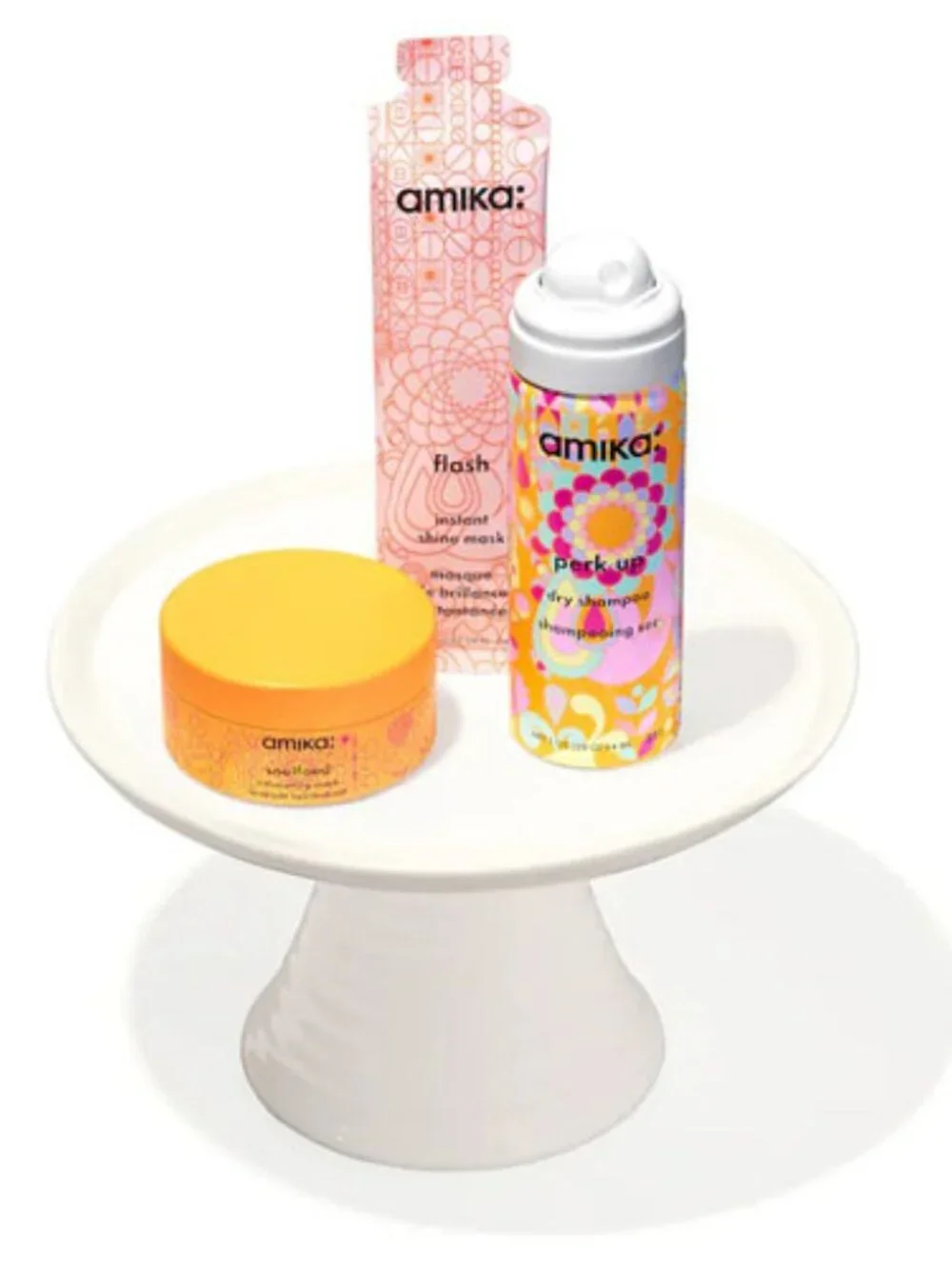 Amika Mini Haircare Set PerkUp Dry Shampoo Soulfood Mask Flash Instant Shine NEW